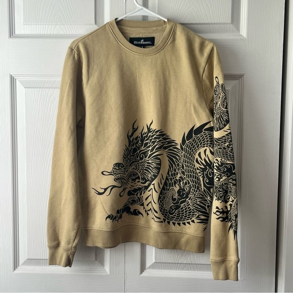 Blind Rooster sz S tan crewneck sweatshirt with dragon design - Picture 1 of 3